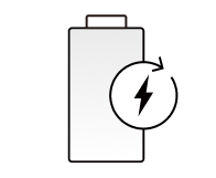 The battery-shaped icon has a lightning bolt indicating it's charging, emphasizing its high battery efficiency.