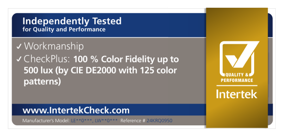 The Intertek certification mark that guarantees 100% color accuracy for OLED displays.